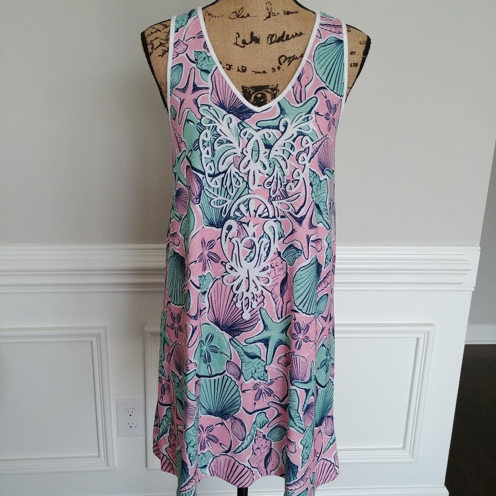 ***Simply Southern Racer Tank Dress Shell Print Size Small***